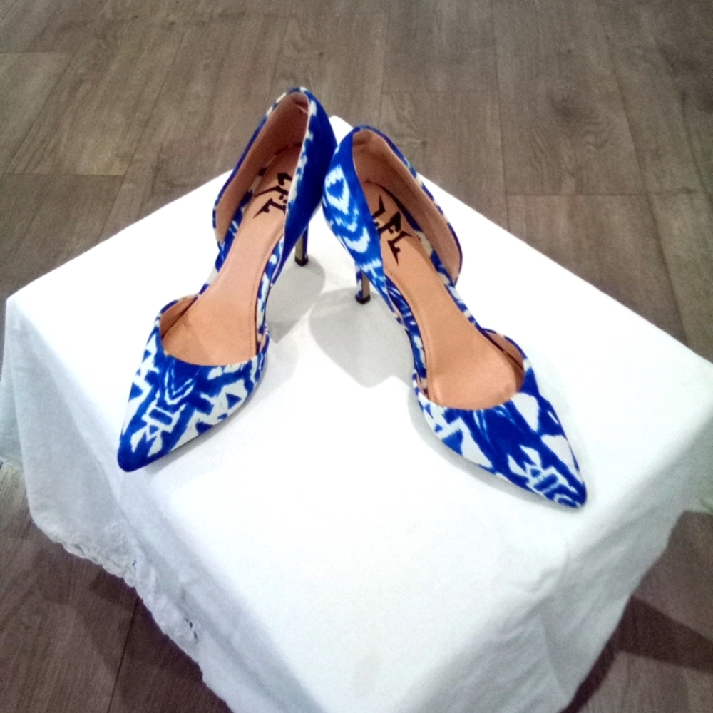 Blue&White Fabric Heel
